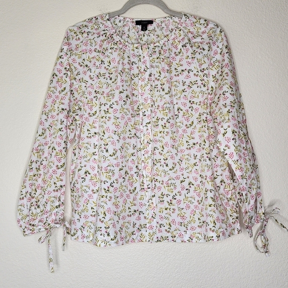 J.Crew Cream Floral Blouse M - Picture 2 of 6